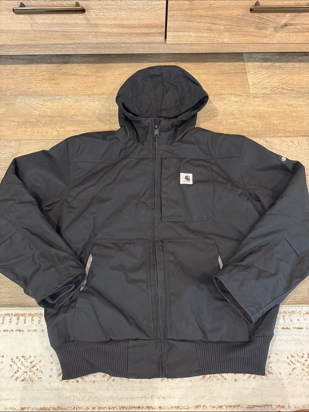 Carhartt Black Hooded Work Bomber Jacket